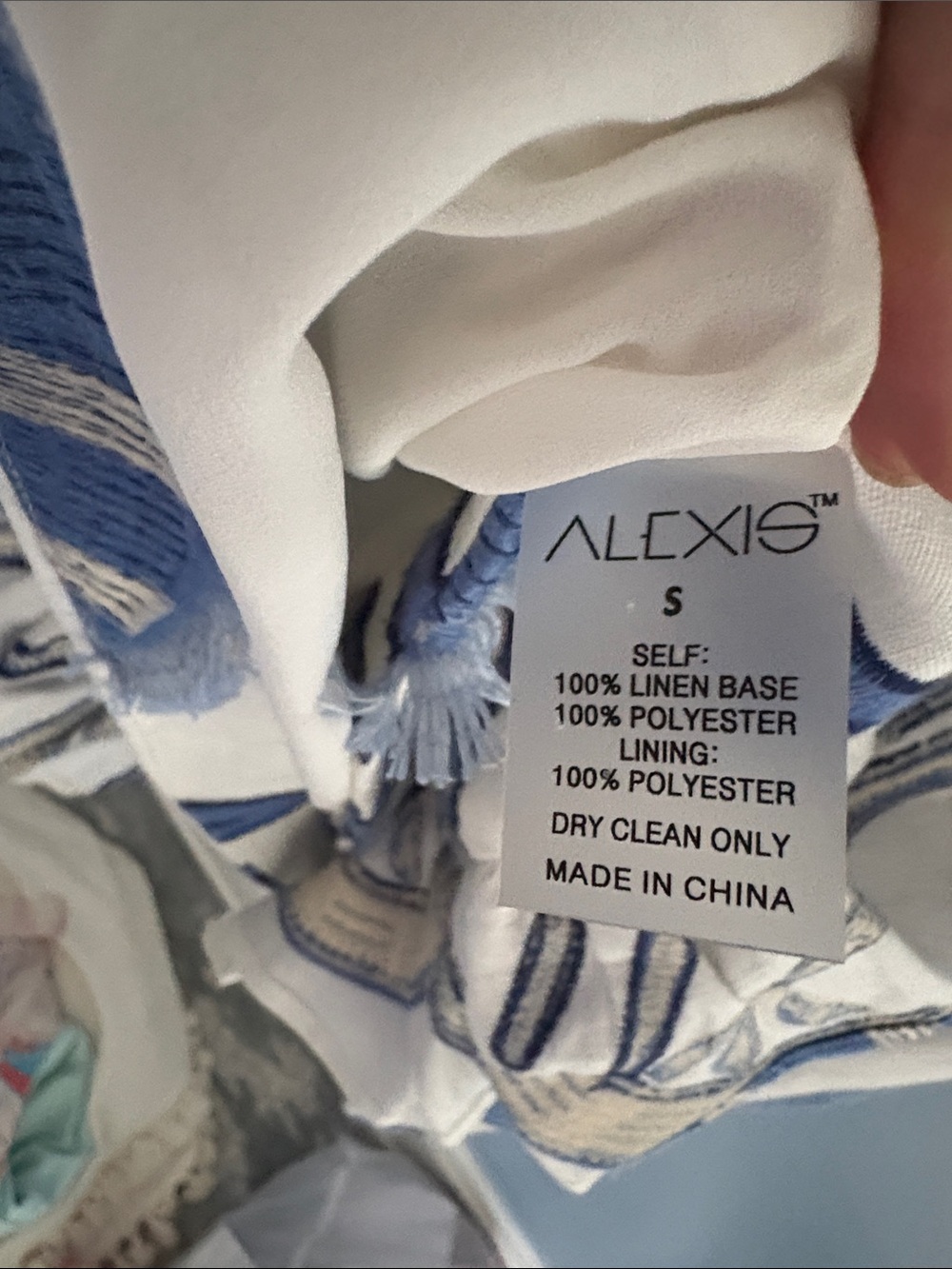Alexis White and Blue Linen Mini Dress - Picture 4 of 5